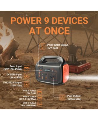 1000W Portable Power Station 1024Wh 6000mAh Solar Generator Power Supply with AC Outlet