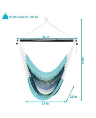 Polyester Rope Hanging Caribbean-Style Hammock Chair Swing for Patio, Porch, or Yard - Lagoon Stripes