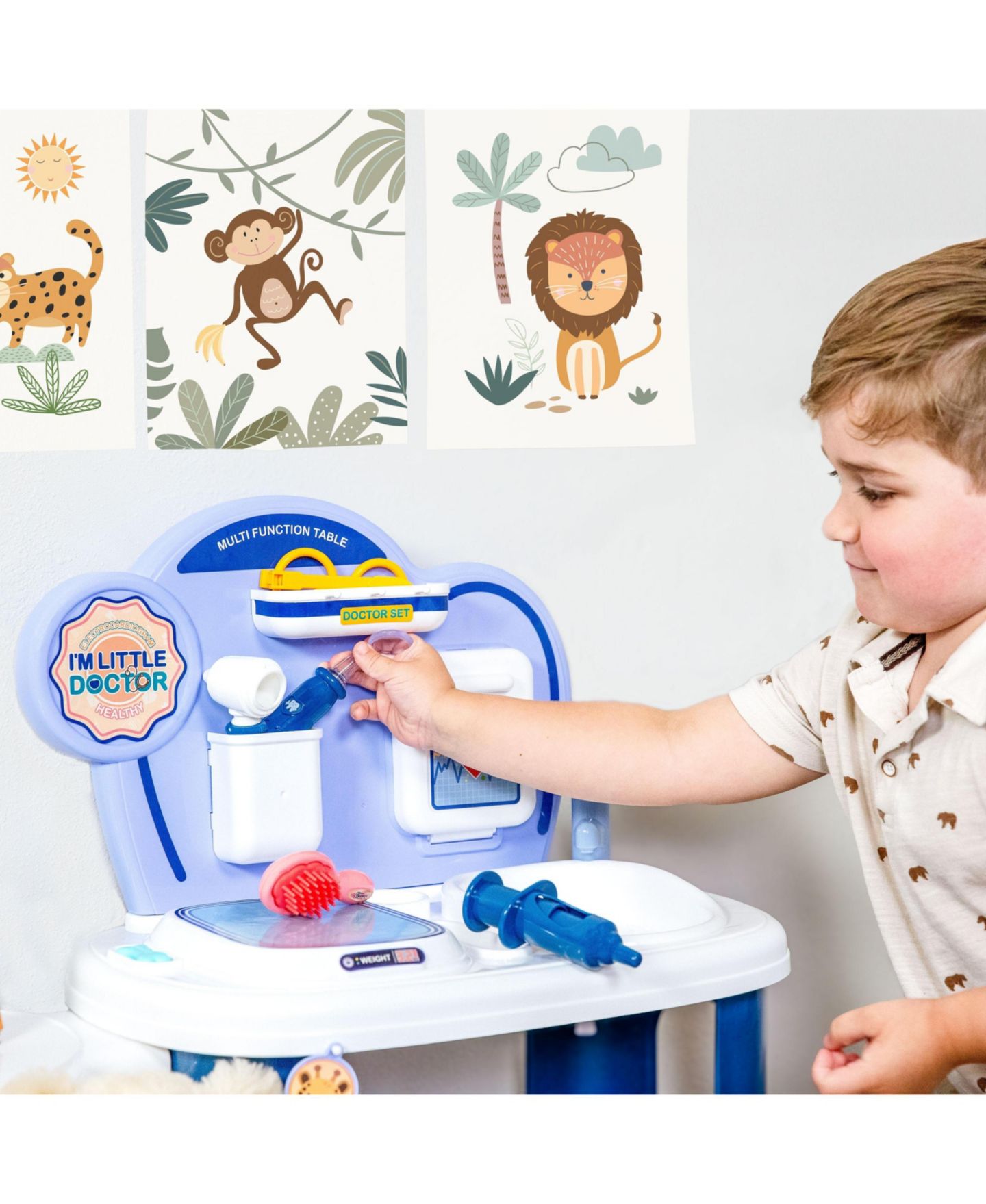 Детские игрушки Sunnydaze Decor Little Doctor Interactive Stethoscope with Lights and Sounds 12-Piece Pretend Play Vet Station, Ages 3+ — фото 11