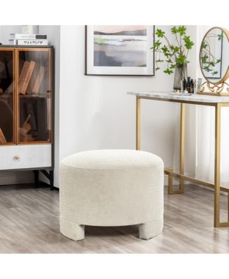 Upholstered Cream Modern Round Ottoman