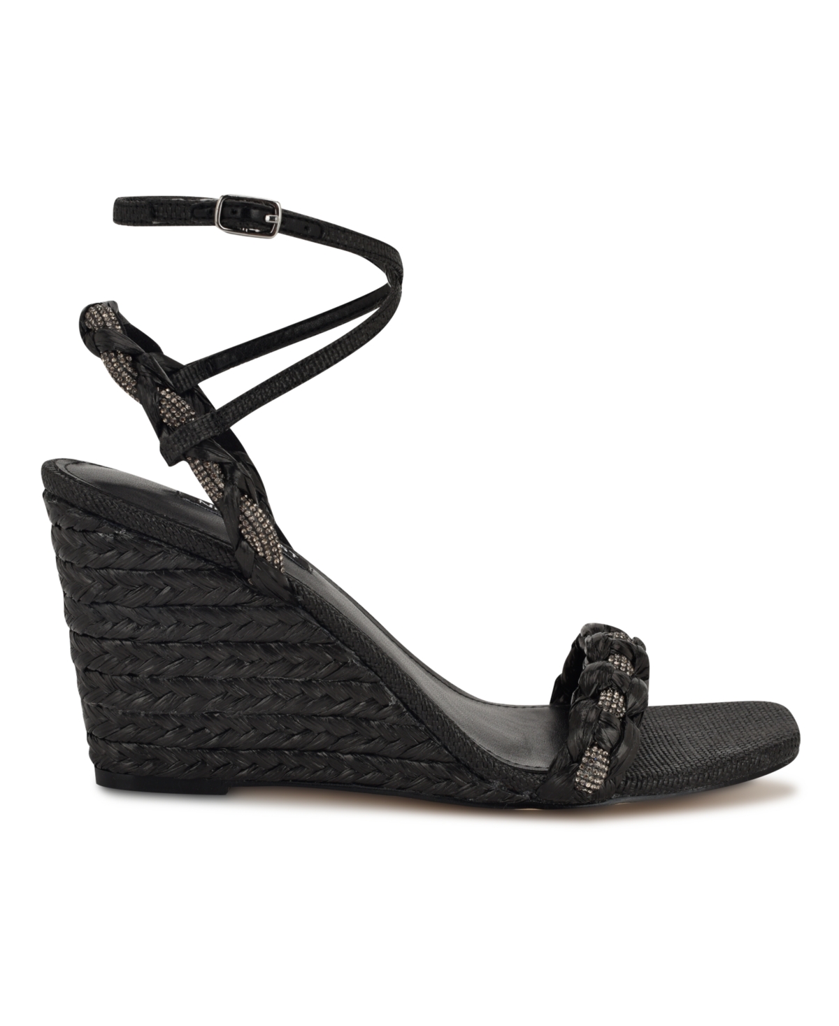 Nine West Nashy Ankle Strap Espadrille Wedge Sandal In Black