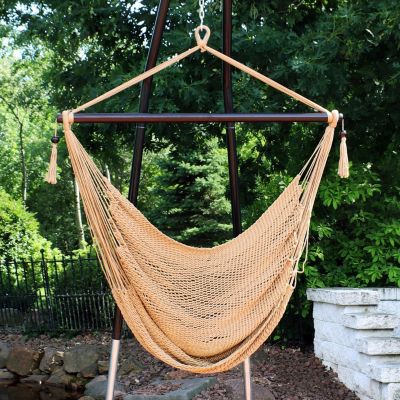 Caribbean Style Extra Large Hanging Rope Hammock Chair Swing for Backyard and Patio