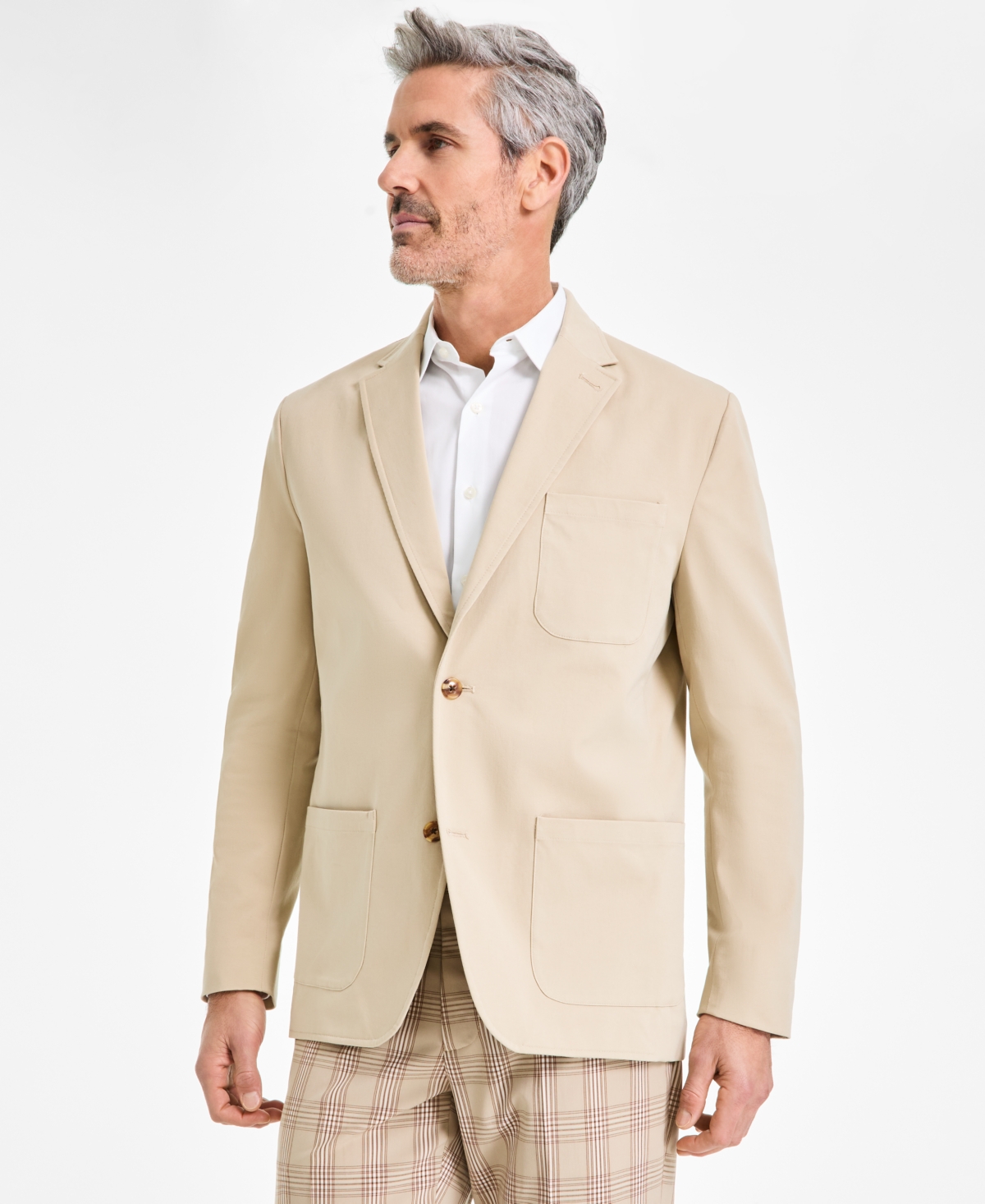 Men's Varsity-Inspired Unstructured Blazer, Created for Macy's - Sarari Tan