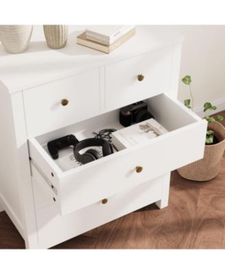 5-Drawer Particle Board Metal Handles, Waterproof Finish & Tapered Legs Modern Dresser Organizer