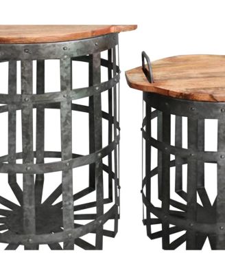 Set of 2 Accent End Tables for Living Room or Bedroom Decor and Storage