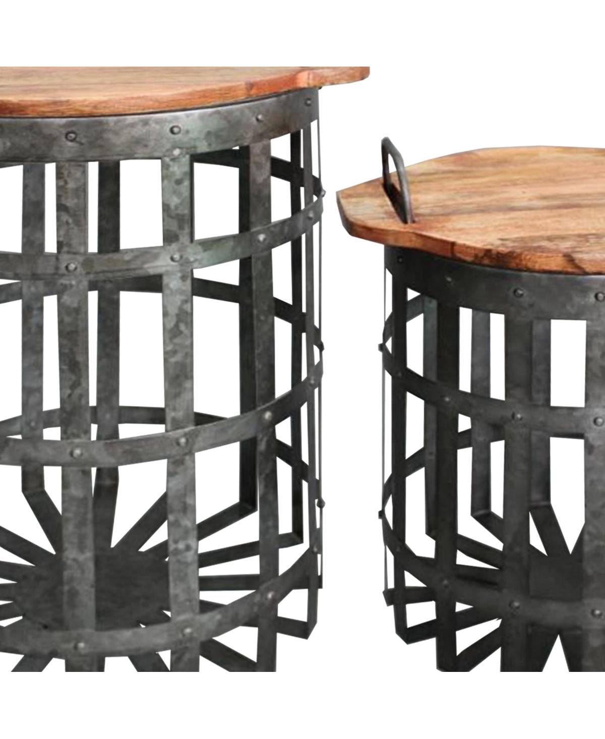 Set of 2 Accent End Tables for Living Room or Bedroom Decor and Storage