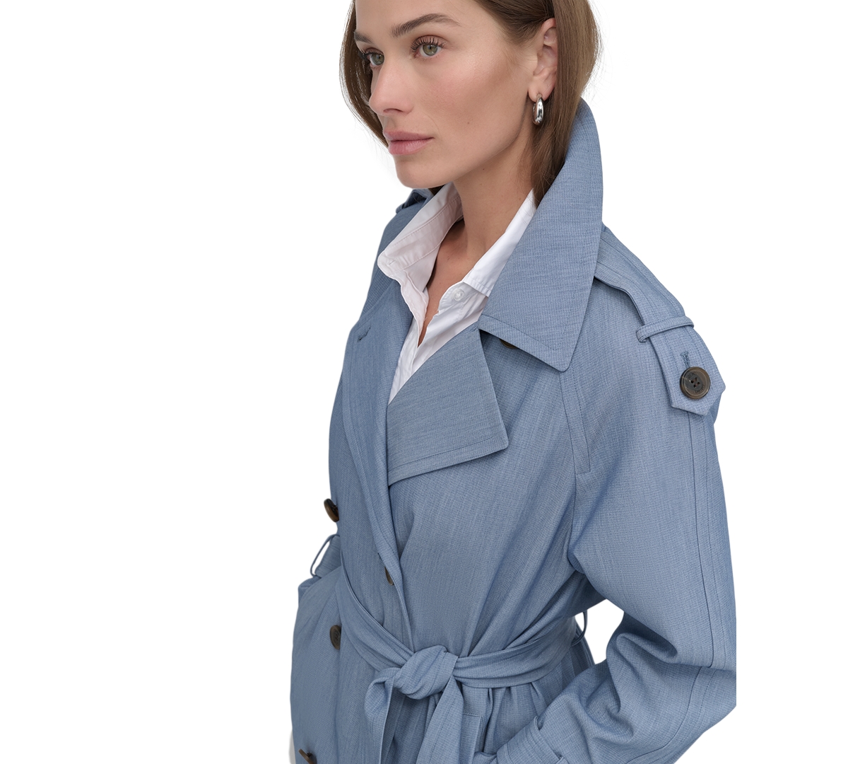 DKNY WOMEN'S BELTED DOUBLE-BREASTED TRENCH COAT 