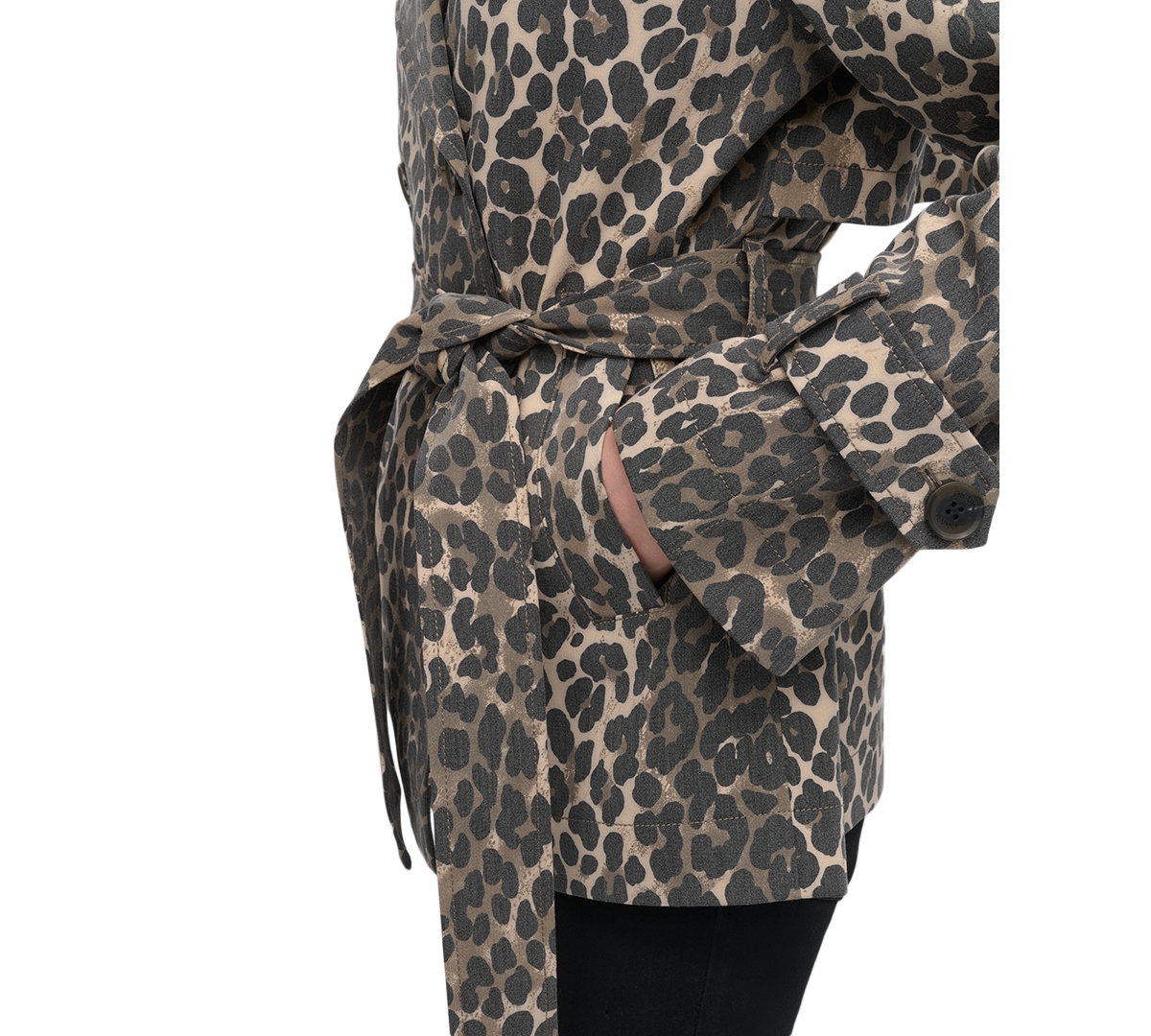 DKNY WOMEN'S SHORT BELTED DOUBLE-BREASTED TRENCH COAT 