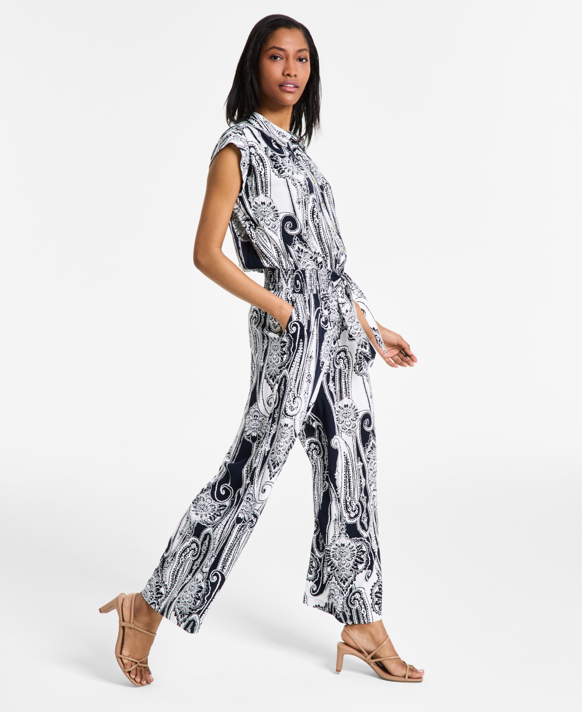 NAUTICA JEANS WOMEN'S PAISLEY SHIRT JUMPSUIT 