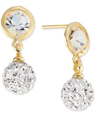 Cubic Zirconia Ball Drop Earrings in Sterling Silver (Also available in 14k Gold over Sterling Silver)