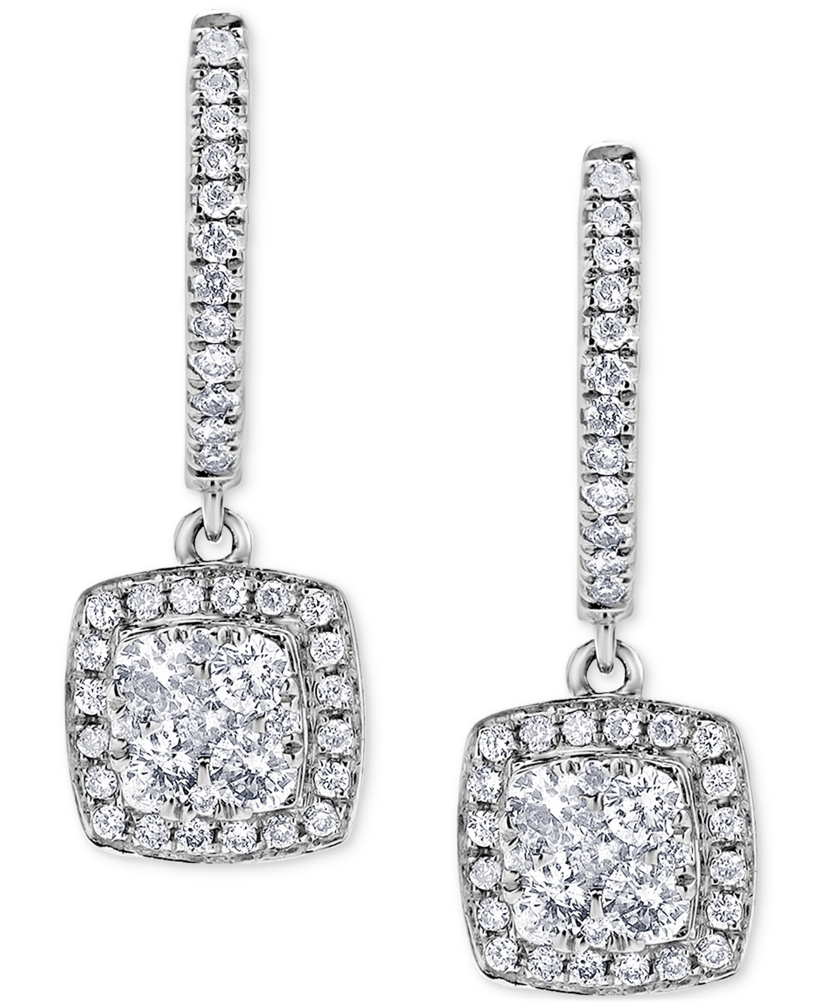 Macy's Diamond Drop Earrings (1/3 Ct. T.w.) In 10k White Gold In White Gold