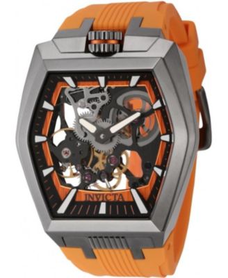 Men's 44020 Akula Mechanical 2 Hand Black, Orange Dial Watch