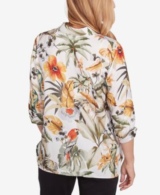 Women's Classic Tropical Bird Button Front Top