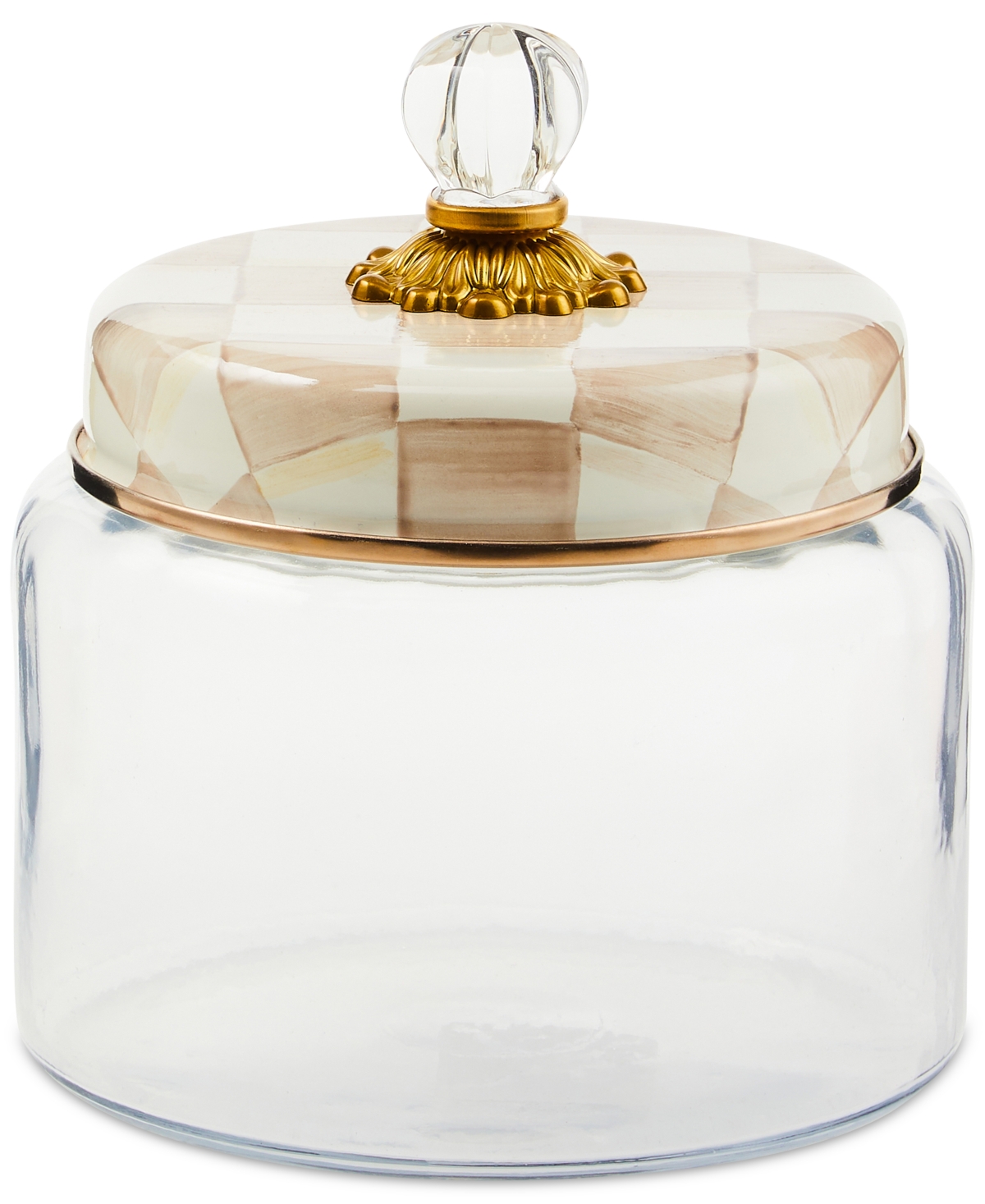 Mackenzie-childs Mocha Check Medium Kitchen Canister In Brown