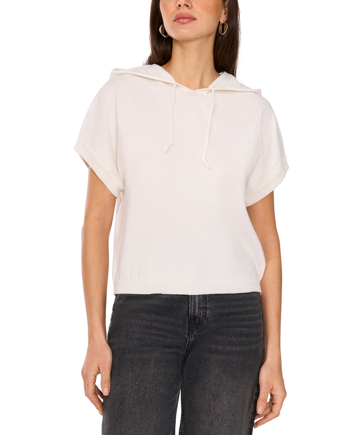 VINCE CAMUTO WOMEN'S SHORT-SLEEVE SWEATER HOODIE 