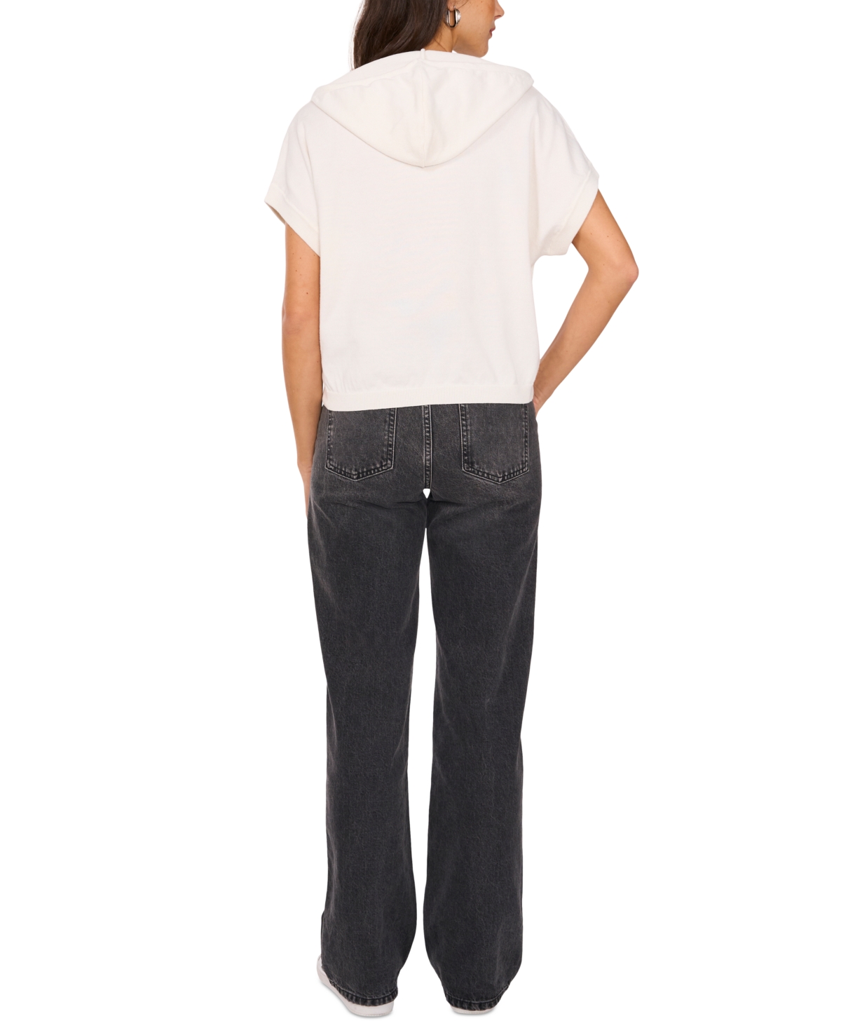 VINCE CAMUTO WOMEN'S SHORT-SLEEVE SWEATER HOODIE 