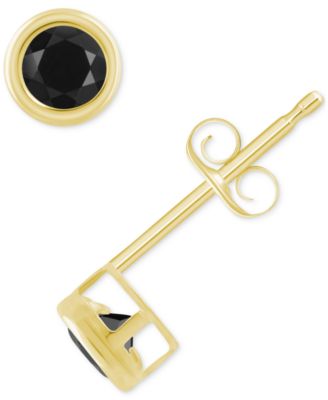 Gemstone Round Stud Earrings in 10k Yellow Gold or White Gold