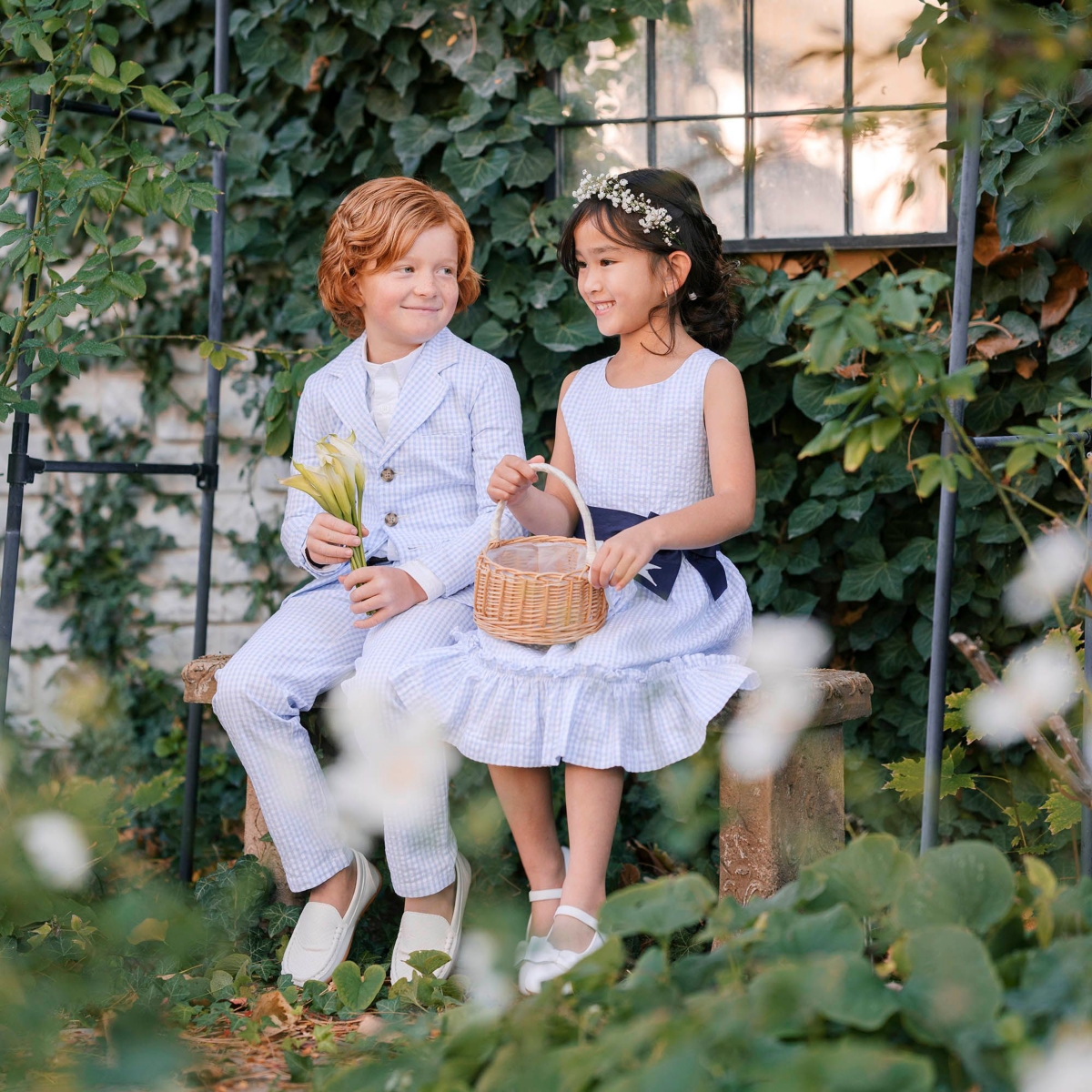 Hope & Henry Toddler Girls Heirloom Sleeveless Special Occasion Seersucker Party Dress with Cross Back