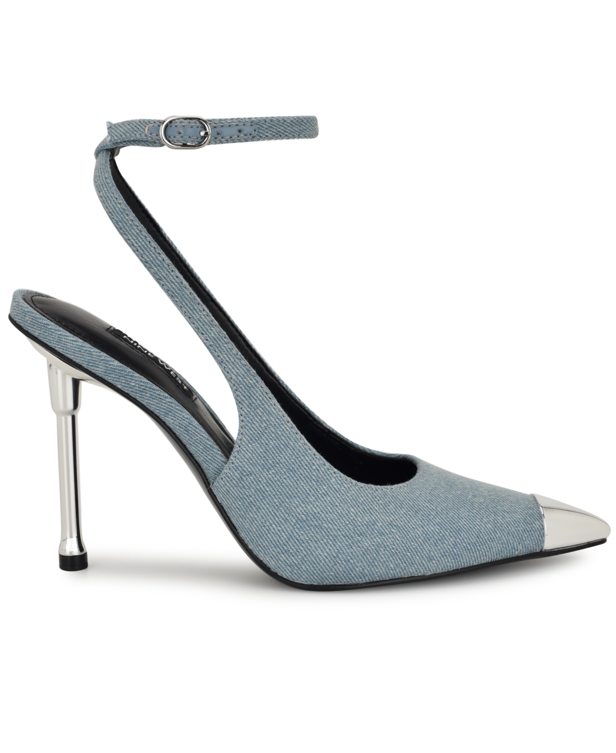 Shop Nine West Women's Monroh Ankle Wrap Stiletto Pumps In Light Blue Denim