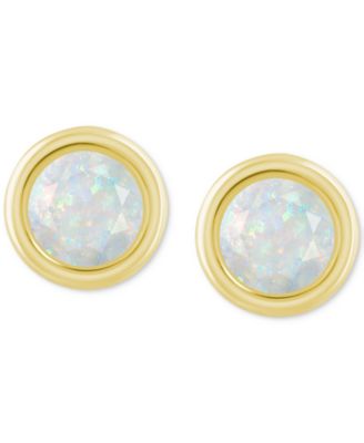 Lab-Created Opal Bezel Stud Earrings (1-1/5 ct. t.w.) Stud Earrings in 10k Gold (Also in Additional Gemstones)