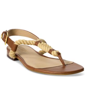 【Lauren Ralph Lauren】Women's Everly Thong Flat Sandals Lauren Ralph Lauren Women's Everly Thong Flat Sandals - Macy's