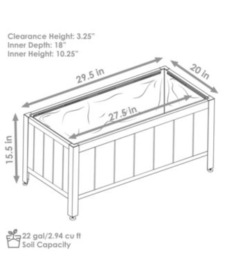 Acacia Wood Steel-Framed Planter Box with Removable Bag, 27.75" W x 20" D x 15.5" H