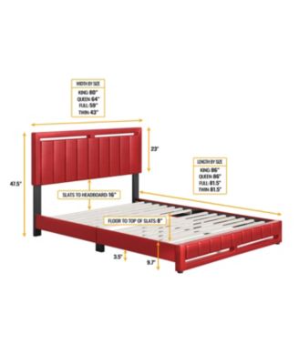 Belle Upholstered Platform Bed with Headboard, Mattress Foundation with Strong 14 Wood Slat Supports, No Box Spring Required