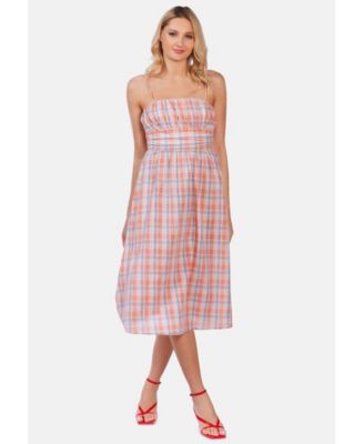 Women's Checkered Midi Dress Slip Dress