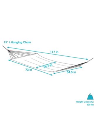 Heavy-Duty 2-Person Woven Polyester Style Hammock with Crocheted edges and Wooden Spreader Bars - 600 lb Weight Capacity