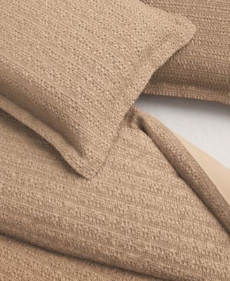 100% Cotton Reversible Honeycomb Waffle / Percale Duvet Cover Set