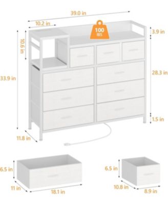 1 PC MDF Furniture Storage Cabinet, 9-Drawer Organizer Dresser for Bedroom