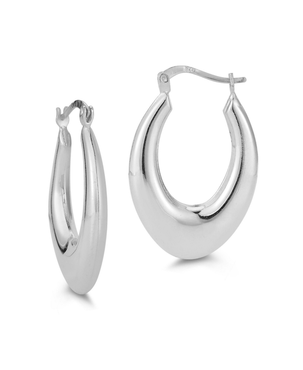 14K Gold Plated Sterling Silver Vintage Graduated Hoop Earrings - Gold