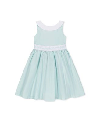 Big Girls Heirloom Round Collar Sateen Party Dress with Embroidered Sash