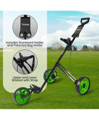3-Wheel Golf Push Cart with Deluxe Scorecard Holder