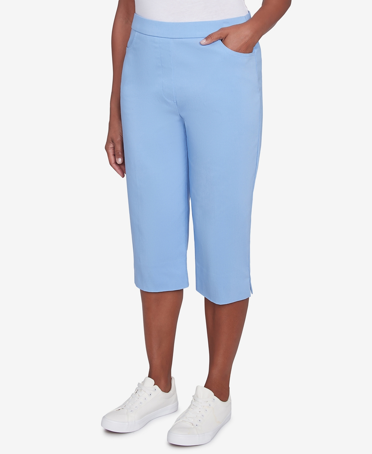 Alfred Dunner Petite Classic Allure Super Stretch Pull-on Clam Digger In Iris