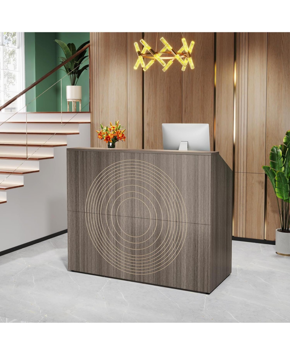Tribesigns 47 inch Retail Counter,Modern Front Desk Reception Room Table with Cable Grommet,Reception Desk with Counter