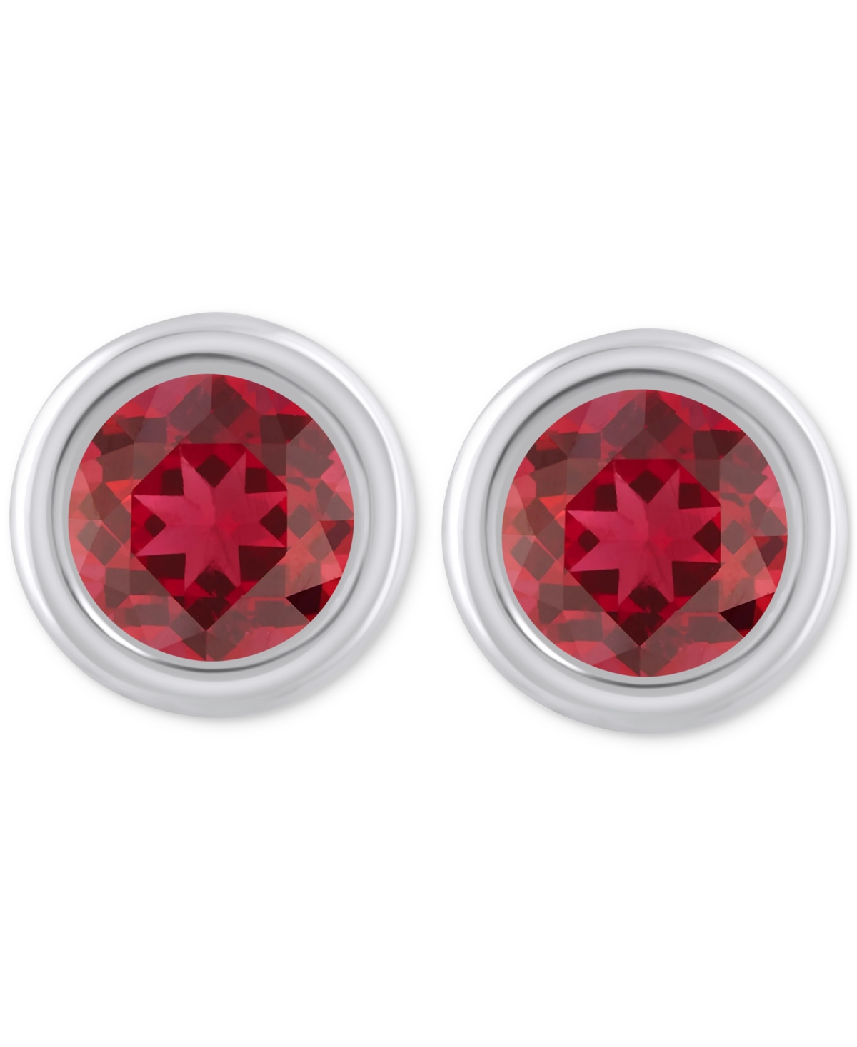 Macy's Lab-created Opal Bezel Stud Earrings (1-1/5 Ct. T.w.) Stud Earrings In 10k Gold (also In Additional In Ruby,white Gold