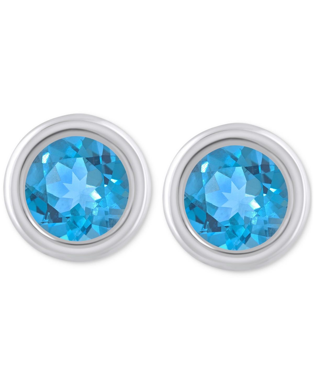 Macy's Lab-created Opal Bezel Stud Earrings (1-1/5 Ct. T.w.) Stud Earrings In 10k Gold (also In Additional In Blue Topaz,white Gold