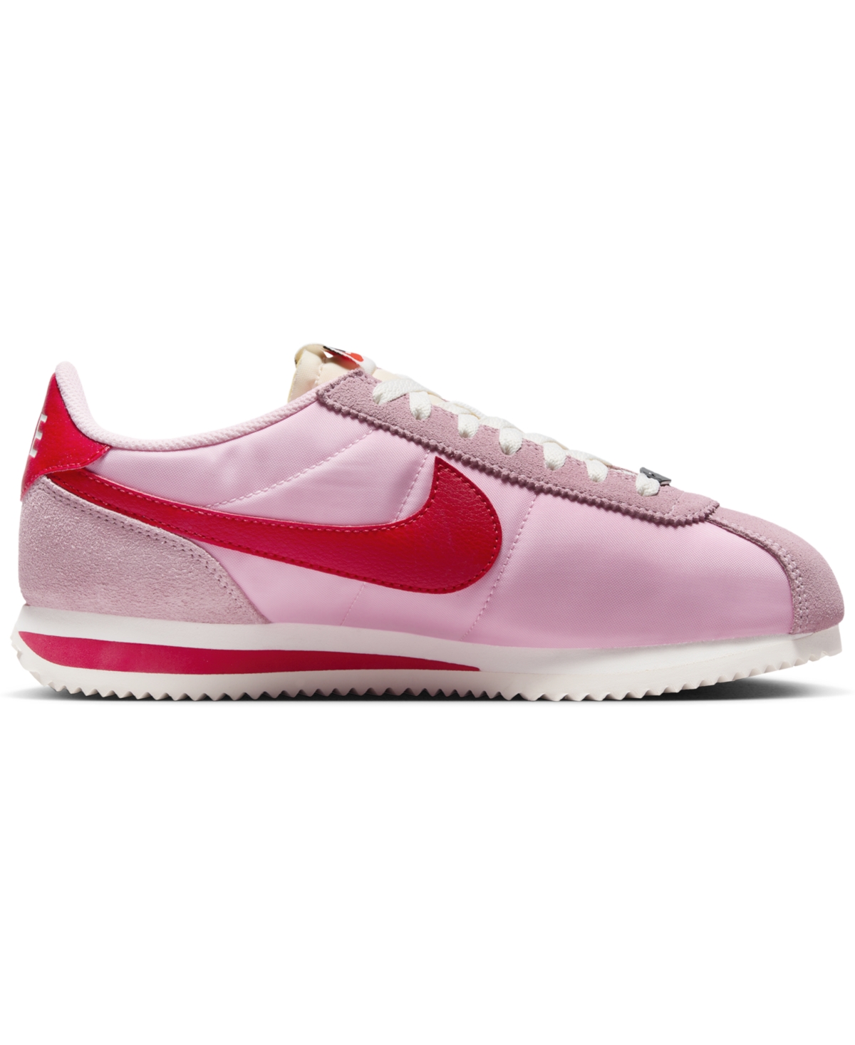 Nike Women's Cortez Textile Casual Sneakers From Finish Line In Soft Pink,fire Red