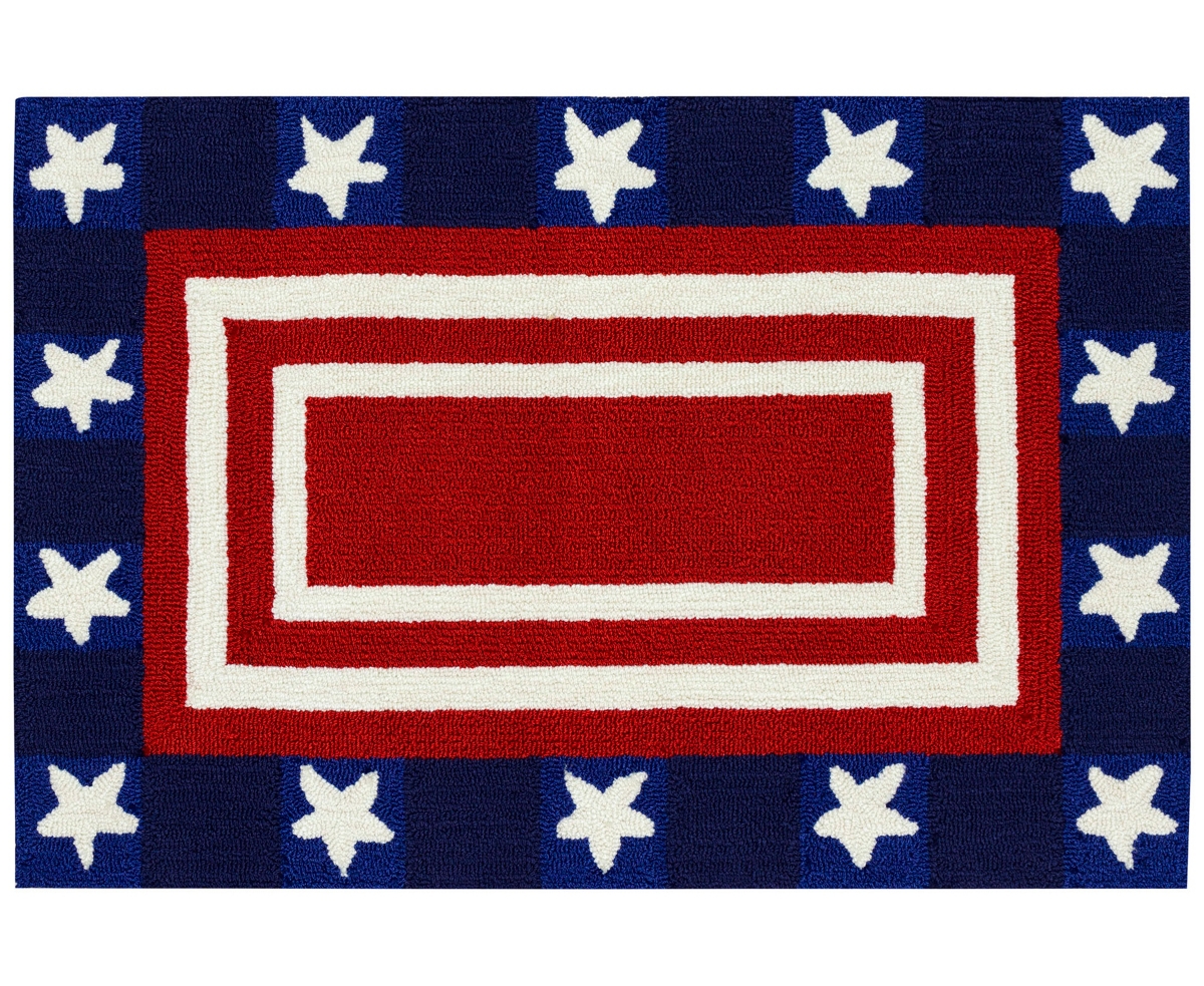 Liora Manne Frontporch Patriotic Pendant Area Rug, 1'8 X 2'6 In Red