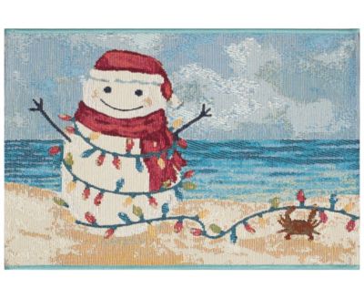 Liora Manne Esencia Beach Snowman Rug Collection In Ocean
