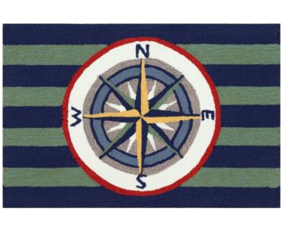 Liora Manne' - Frontporch Striped Compass 2'6"x4' Area Rug