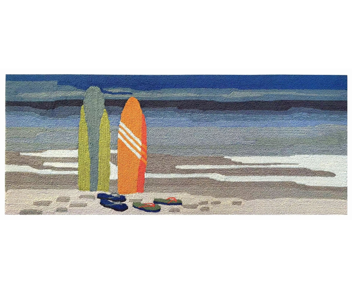 Liora Manne Frontporch Surf Break 2'x5' Runner Area Rug In Ocean
