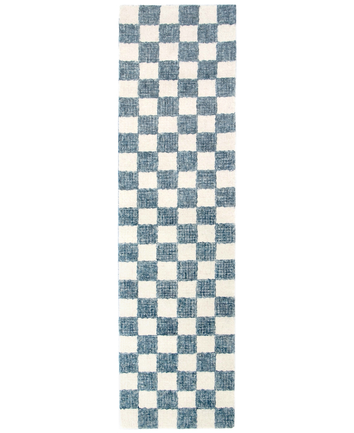 Liora Manne Savannah Checkerboard 2'x7'6" Runner Area Rug In Blue