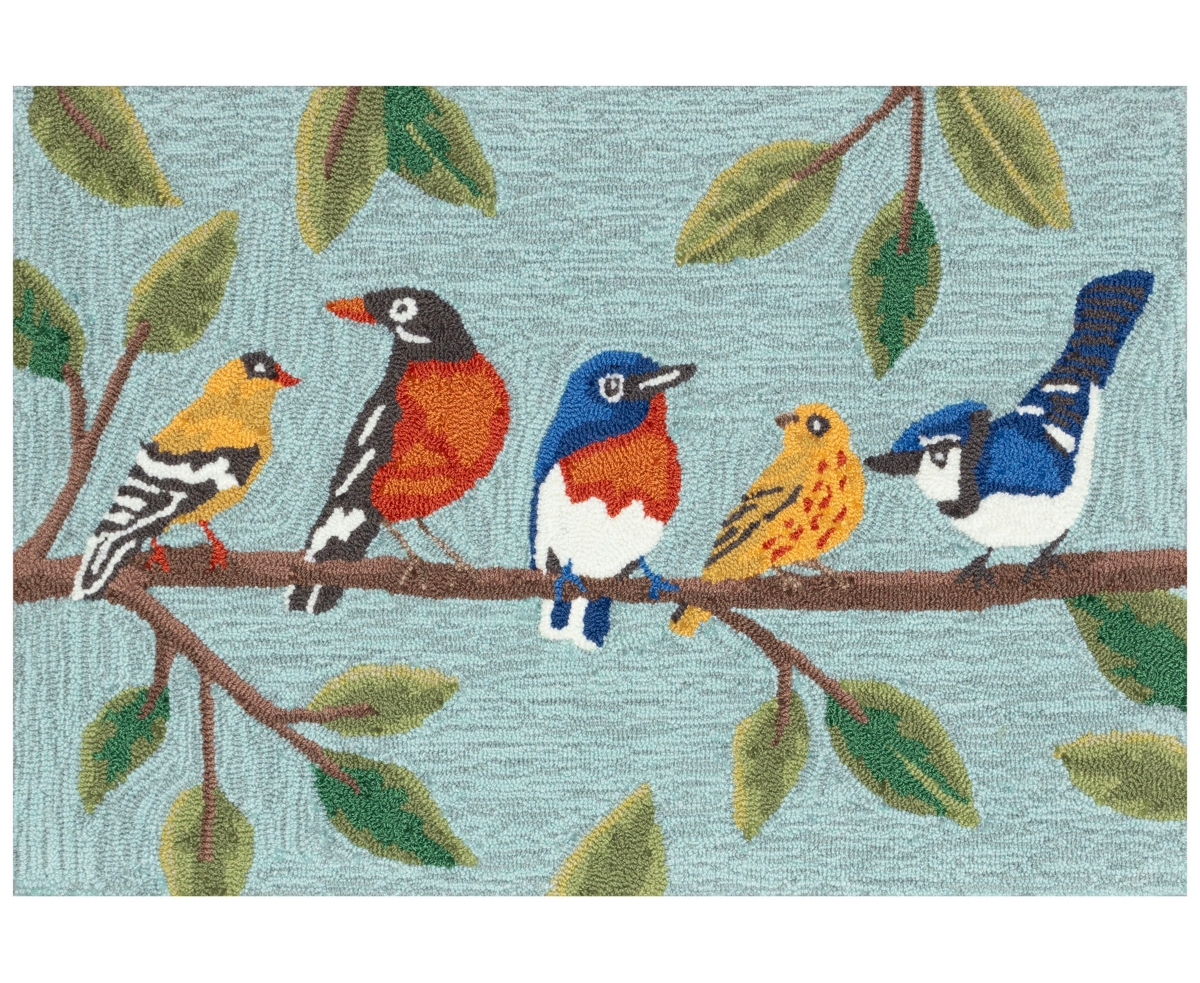 Liora Manne Frontporch Birds On A Branch 2'x3' Area Rug In Blue