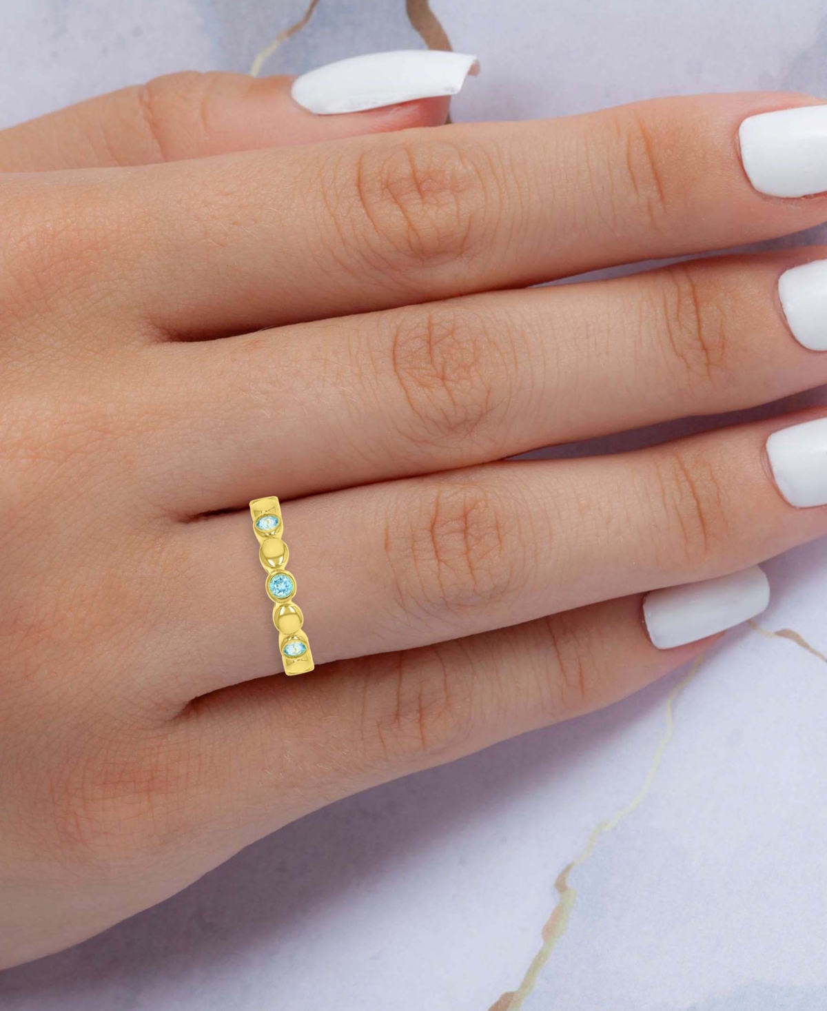 Macy's Swiss Blue Topaz Stack Ring (7/8 Ct. T.w.) In 14k Gold-plated Sterling Silver In Blue Topaz