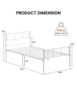 Twin Size Metal Bed Frame, Platform Bed Frame with Headboard and Footboard