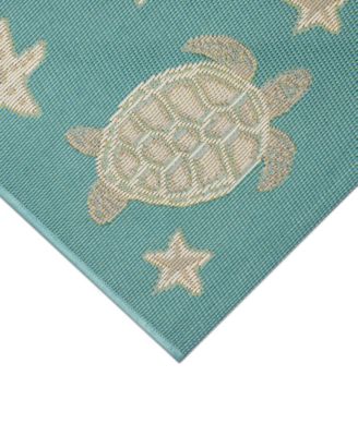 Liora Manne Esencia Turtle Stars Rug Collection In Aqua