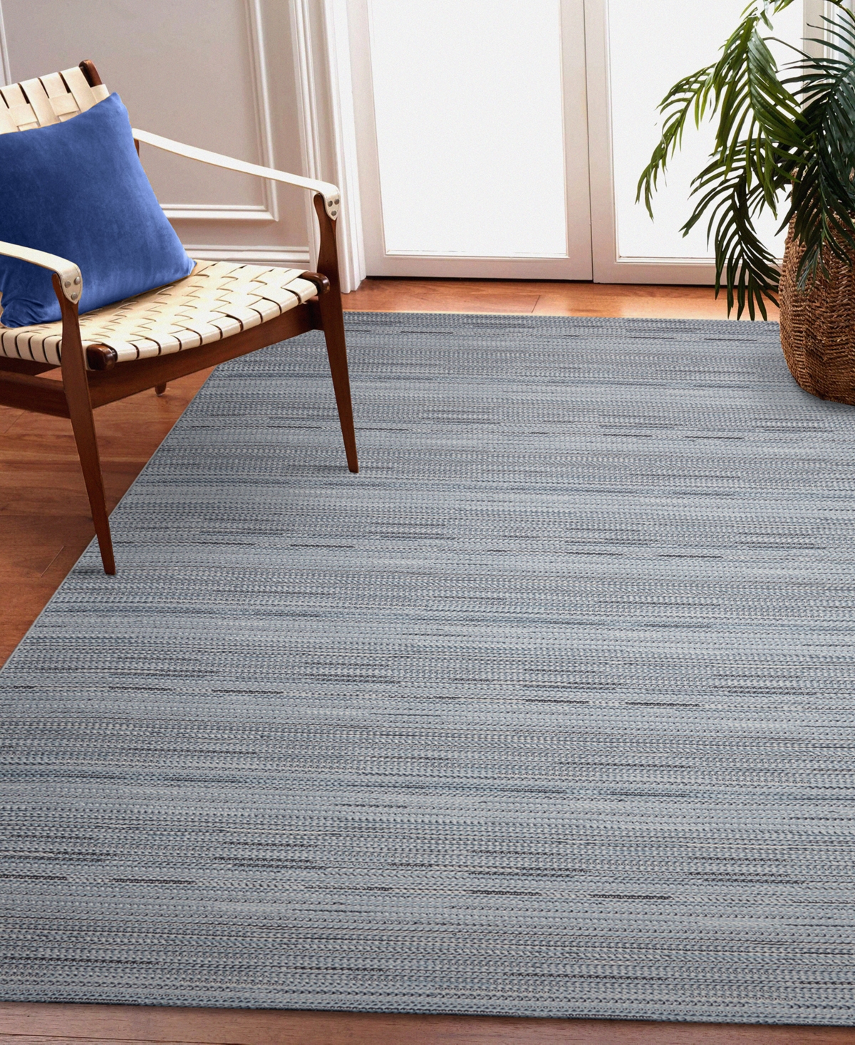 Shop Liora Manne Miranda Tweed Stripe 2'x2'10" Area Rug In Denim