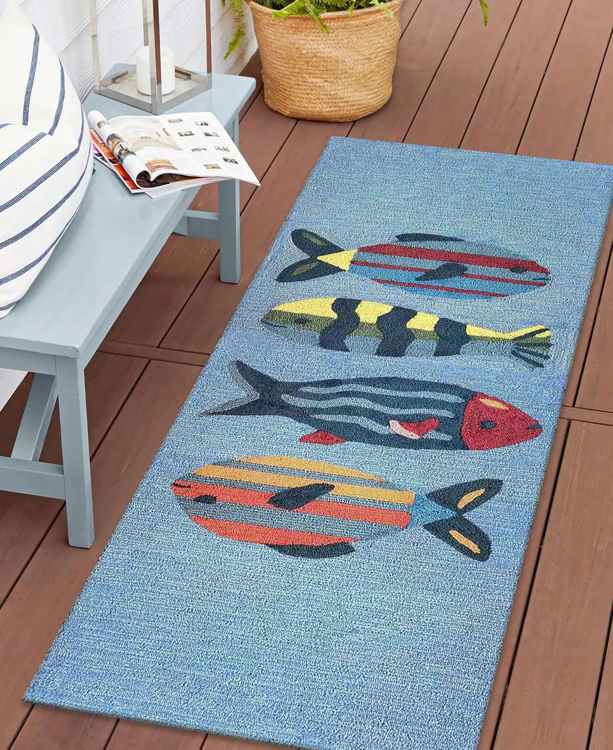 Liora Manne' Frontporch Fishes 2'x5' Runner Area Rug